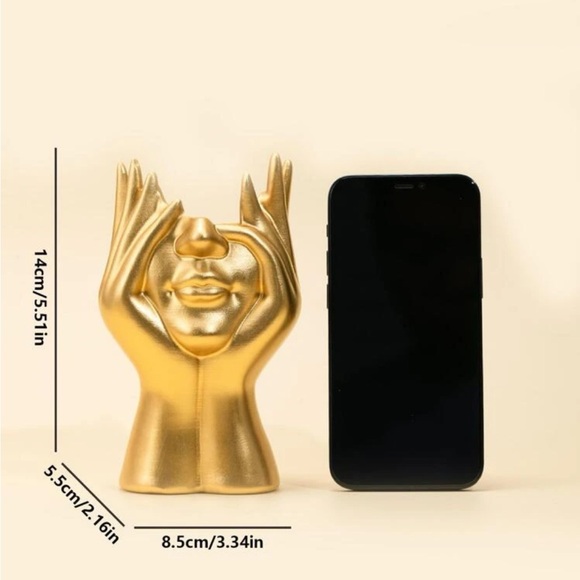 New gold half face floral vase - Picture 5 of 5